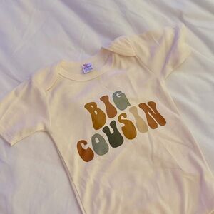“Big Cousin” Cream Bodysuit for 12-18M - NEW